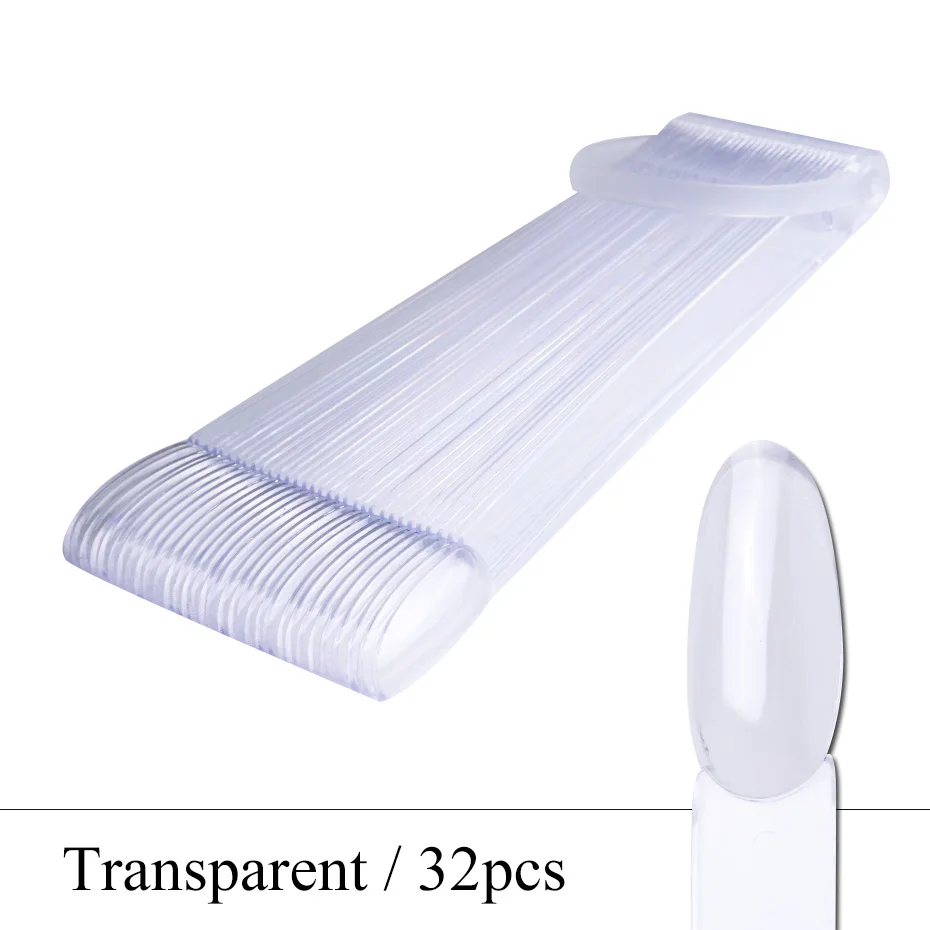 Clear 32pcs 32 шт./компл. накладные ногти набор овальные круглые Форма накладные ногти Clear Black; Полный наклейки для ногтей Вентилятор UV лака дизайн ногтей дизайн LYA23 - Цвет: Clear 32pcs