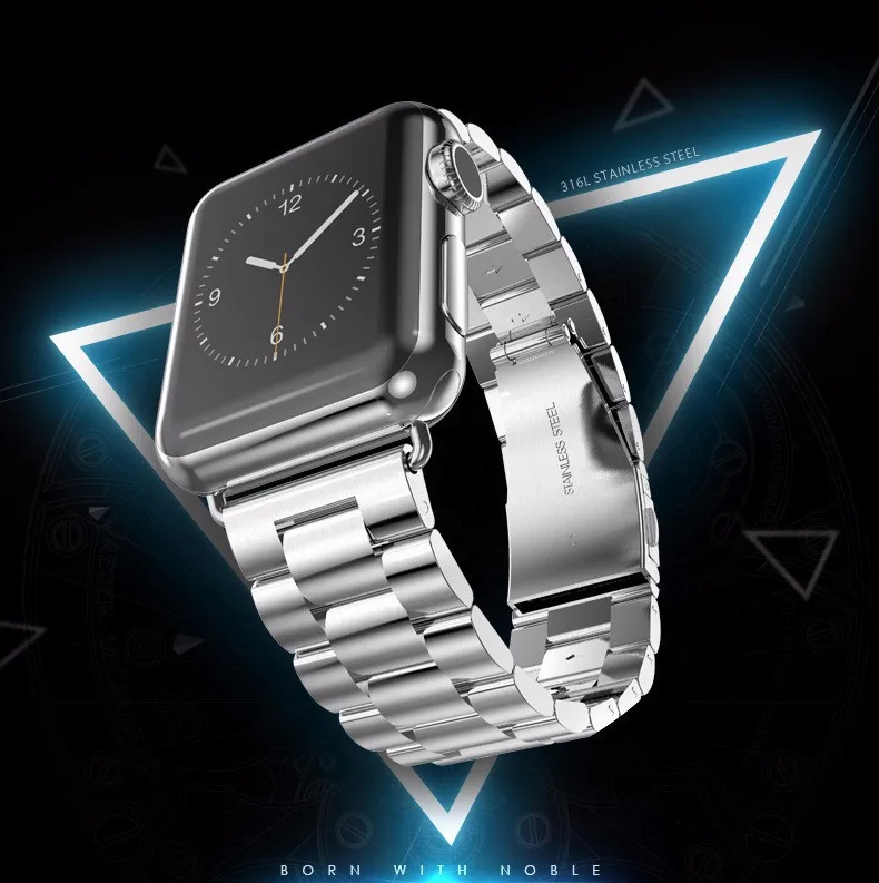 Высококачественные ремешки для часов из нержавеющей стали для Apple Watch, ремешок 38 мм, 42 мм, застежка-адаптер, браслет, серый цвет, ремешок для часов