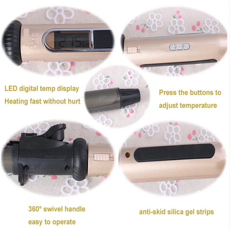 USHOW Hot LCD Professional Ceramic Curling Iron Digital Hair Curlers Styler Heating Hair Styling Tools Magic Curling Wand Irons