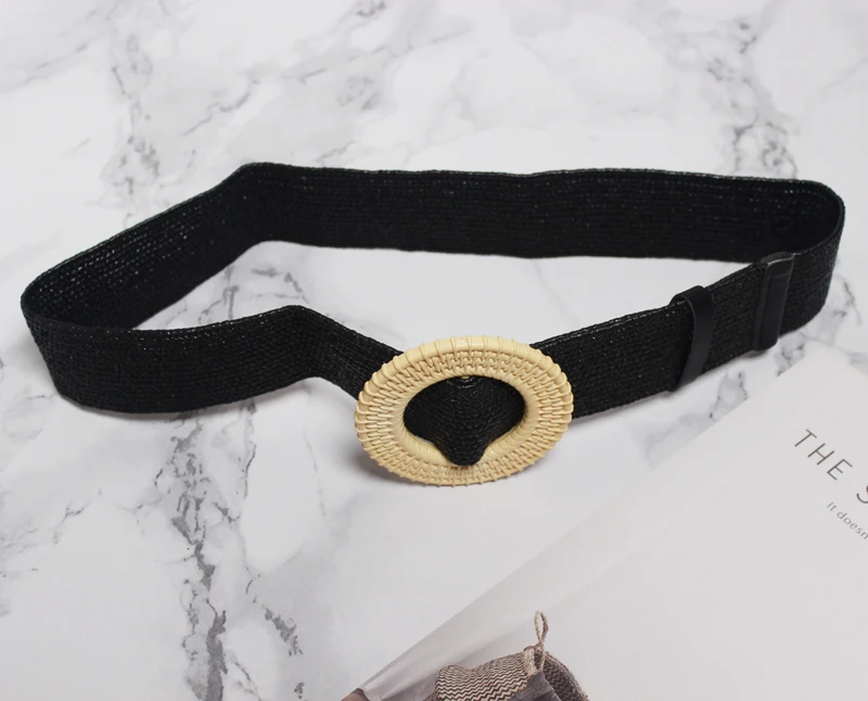 New Vintage Knitted Wax Rope Wooden Bead Waist Rope Women Smooth Buckle Belt Woman Woven Female Hand-Beaded Braided Belt BZ84