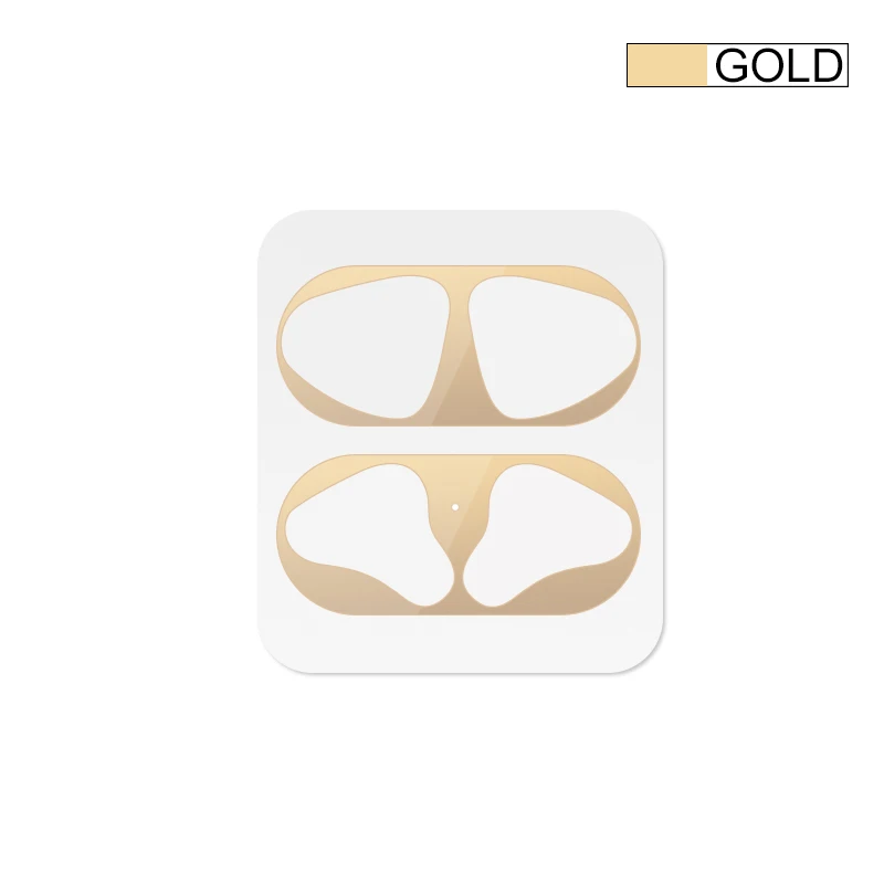 Металлическая Пылезащитная наклейка для Air pods 2 Чехол для наушников для AirPods защитная наклейка защита кожи для Apple Airpods аксессуары - Цвет: Gold For AirPods