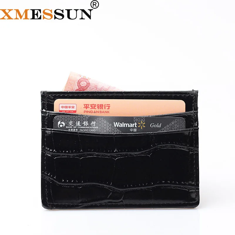 

Genuine Leather Card Holder Men Women Cow Leather Pouch With Crocodile Pattern Wallet Free Custom Name ID Credit ID Card Wallet