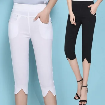 

6xl plus big size panty women spring summer style autumn 2018 feminina thin new black white pencil pants female A4701