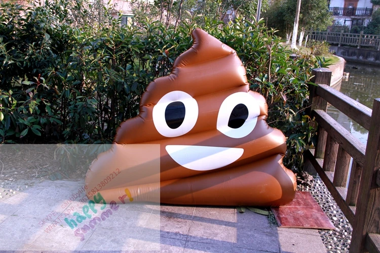 

5 FT Giant Emoji Poop Inflatable Raft Hot Sale 0.3 mm pvc inflatable smile poop floater swimming pool water lounge bed floater