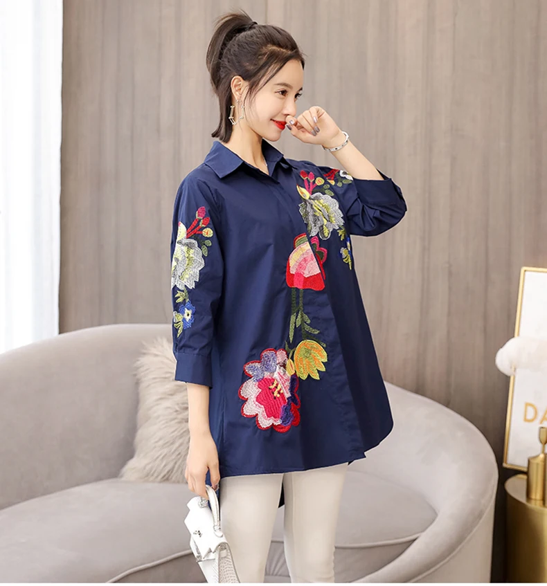 Women Blouse Embroidery Chinese Stlye Plus Size Blusa Feminina Summer Top Chemise Femme Tops Shirt Harajuku Womens Blouses (11)