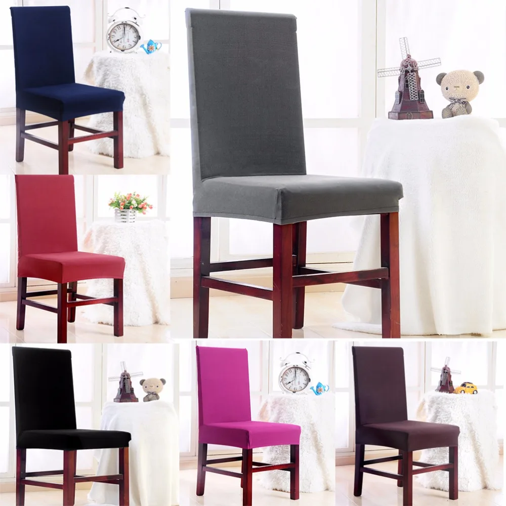 

Hongbo 1 Pcs Stretch Dining Chair Cover Solid color For Restaurant Weddings Banquet Hotel Chair Cover fundas de sillas elasticas