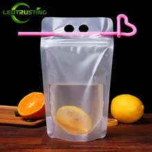 Sacs + pailles en plastique givré 100 ml-250ml, 500 pièces, pour boisson, fête, mariage, jus de fruits, lait, thé, pochettes portables