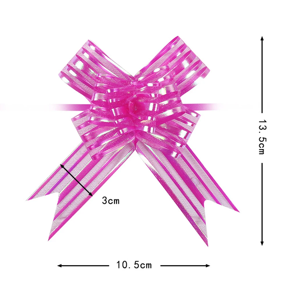 10pcs/pack Organza Yarn Pull Bows Ribbons Wedding Party Flower Decor Gift Hand-Drawn Flowers Wedding Supplies