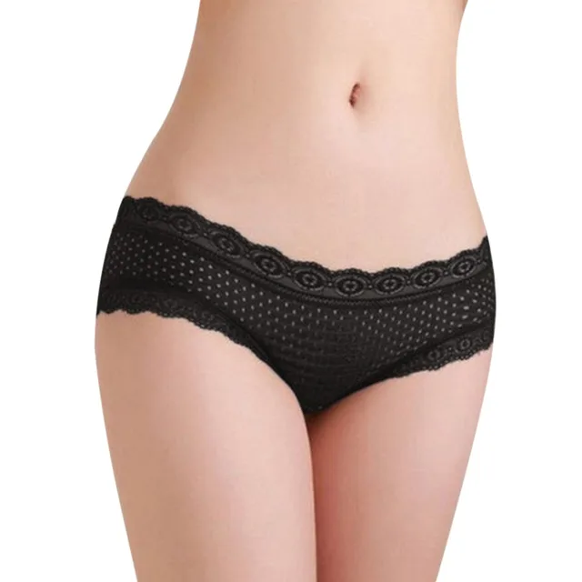 Sexy Women Panties Lingerie Cotton Soft Underwear Briefs Knickers Breathable Bottom Lace Underwear Black Noir