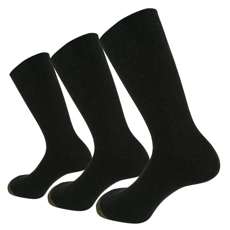 Мужские классические рабочие носки 3 пары черного цвета мужские Мульти-пакет хлопок богатый каждый день платье команда твердые носки - Цвет: Black