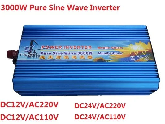 

3000W DC12V/24V/36V/48V to AC110V/220V 50HZ/60HZ dual digital display Pure Sine Wave Power Inverter