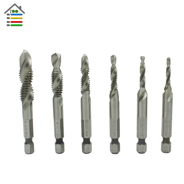 new 6pc hex shank hss screw spiral point thread inch plug machine 3 8 16 tap drill size