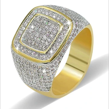 

Top Quality Hip Hop Ring All Iced Out High Quality Micro Pave CZ Rings Women & Men Gold Ring For Love, Gift Wholesale Best Sell