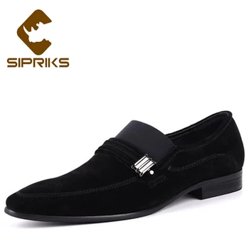 

Sipriks Luxury Mens Cow Suede Loafers Comfortab Slipon Dress Shoes Black Formal Tuxedo Shoes Gents Suits Social Large Size 44 45