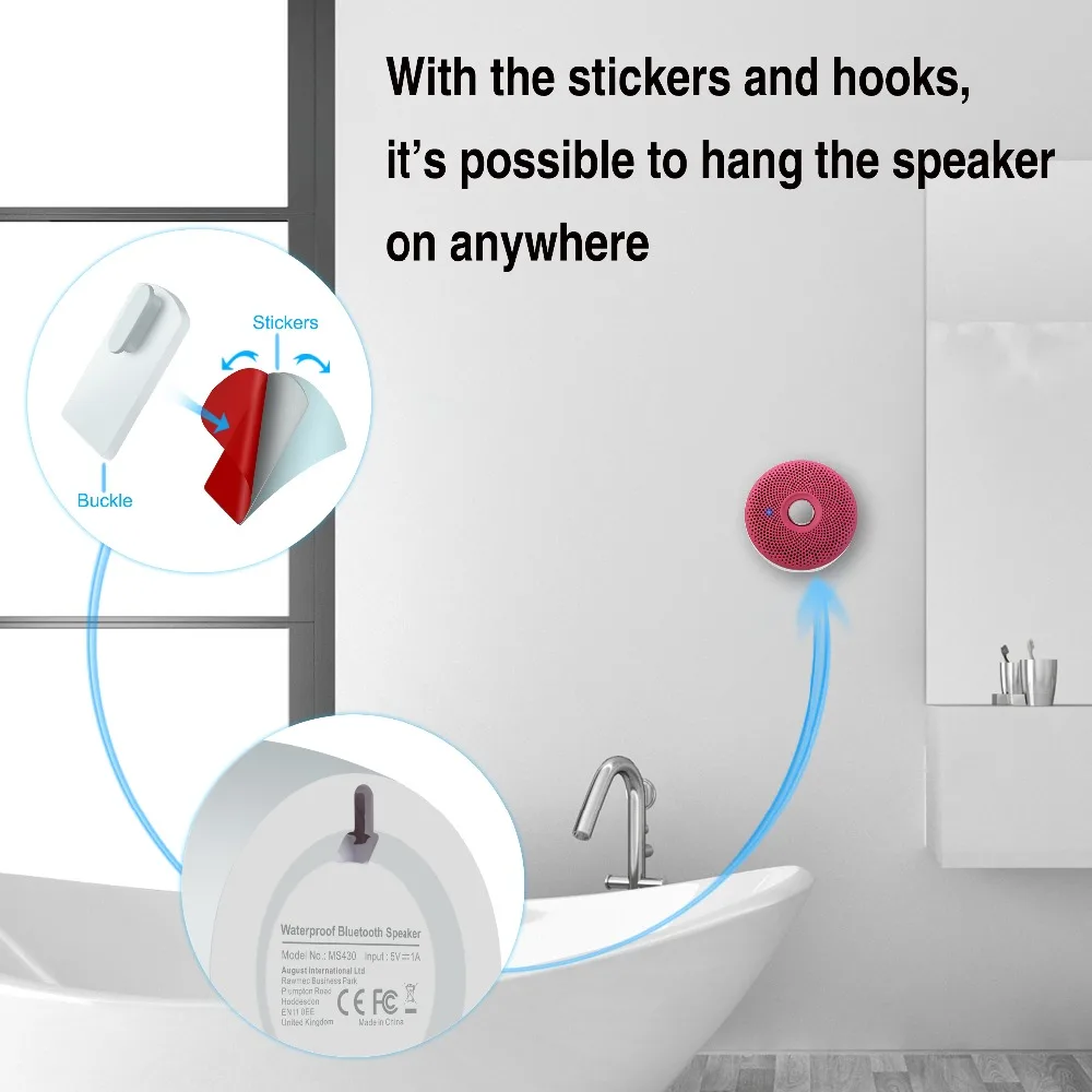 August MS430 Portable Speaker for Shower