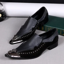 Neue 2016 Business Formelle kleidung Schuhe für Männer Partei Echte Leder Spitz Männer Oxfords Nieten Herren Wohnungen Schuhe Sapatos