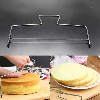 

BEEMSK 1pcs Baking Tools Two-Line Stainless Steel Cake Splitter Cake Splitter Adjustable Cake Slicer Metal Cake Cut Tool