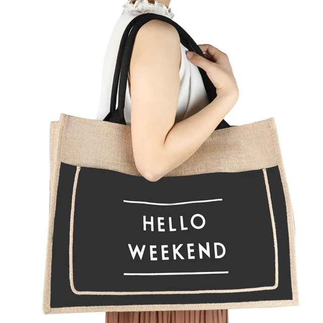 Hello Weekend Linen Large Capacity Beach Bag