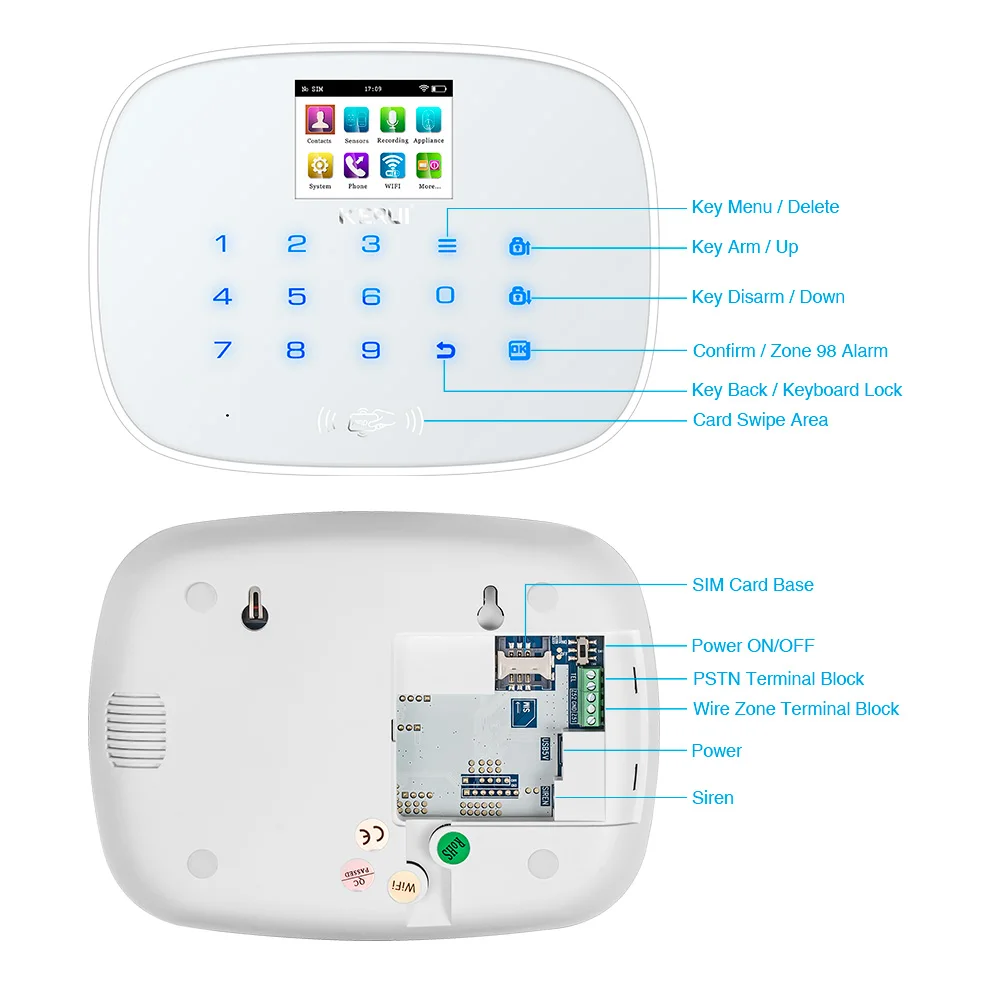 KERUI W193 3g WiFi PSTN GSM домашняя охранная сигнализация костюмы 80 дБ ЖК 2,4 дюймов TFT цветной экран Alarma Каса