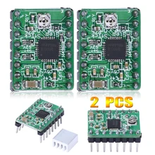 2Pcs/Lot A4988 Stepper Motor Driver Module with Radiator for 3D Printer Polulu StepStick RepRap for 3D Printer kit Green