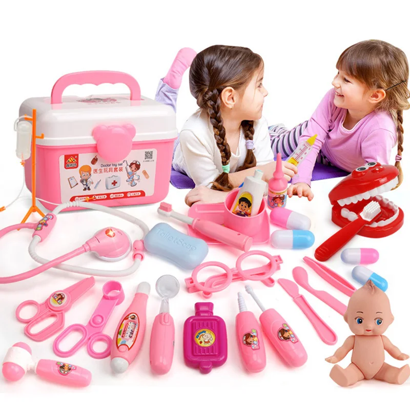 21PCS Kids Nurse Doctor Pretend Medical Set Case Kit Educational Role Play Toy 