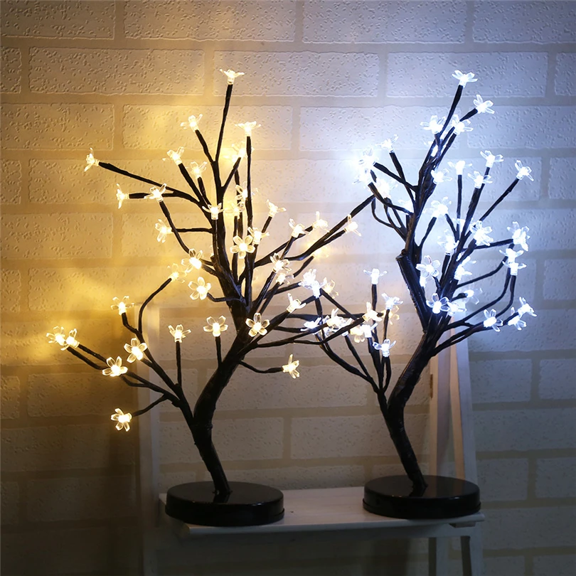 

48Leds Cherry LED String Light Fairy Garland Plum Blossom Top Bonsai Tree LED Table Lamps Christmas Party Wedding decoractive20