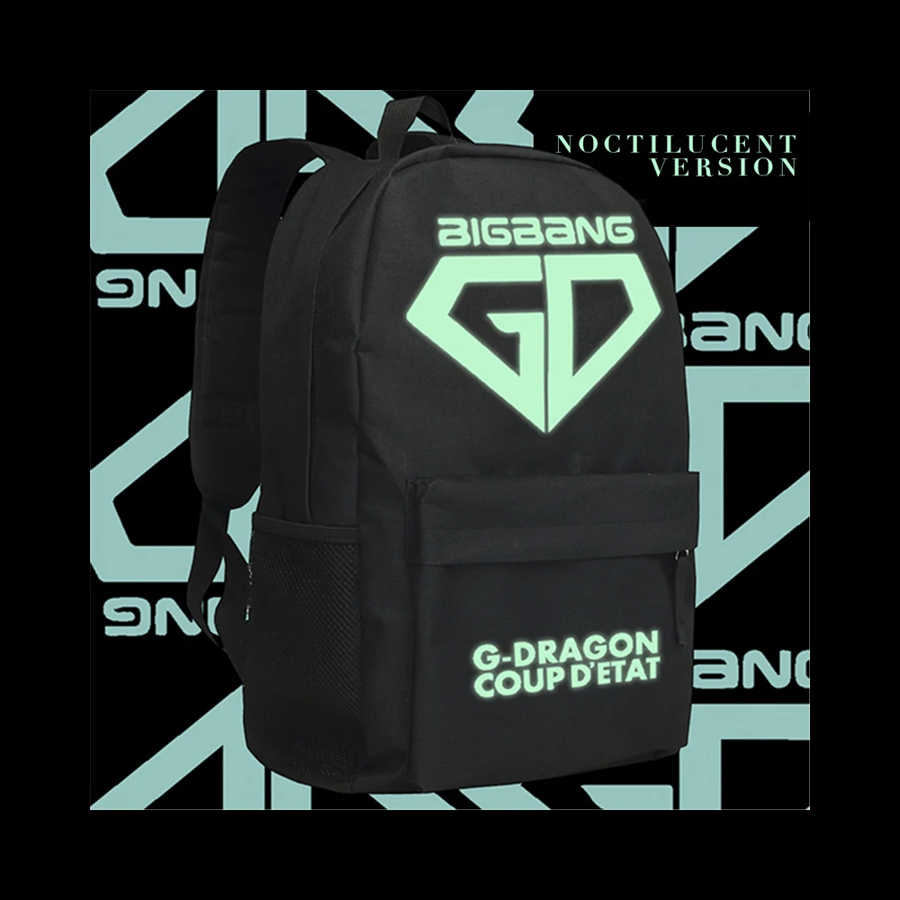 

Zshop G-DRAGON Luminous Backpack Children Schoolbag BIGBANG Daypack Light in Dark
