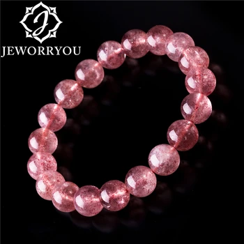 

6-10mm Strawberry Quartz Beads Bracelet Women 100% Natural Crystal Bracelets 2019 Elegant Gift Women Bracelet quartzo morango