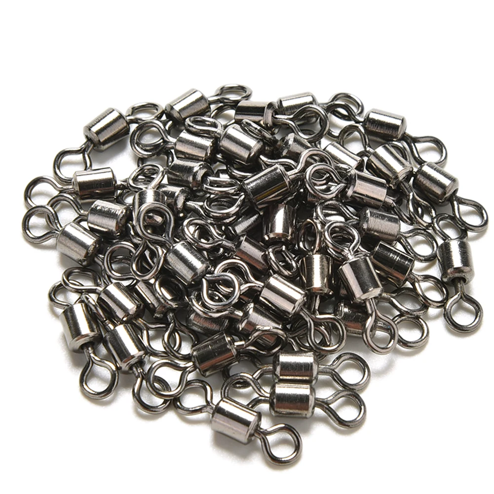 

100Pcs Ball Bearing Swivel Solid Rings Fish Connector Round 8 Shape Eye Rolling Swivels Rig Sea Carp Fishing Tools #22
