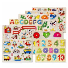 Детская деревянная игрушка ручные Пазлы люди животные распознавание головоломка для детей Монтессори Образовательные Прямая