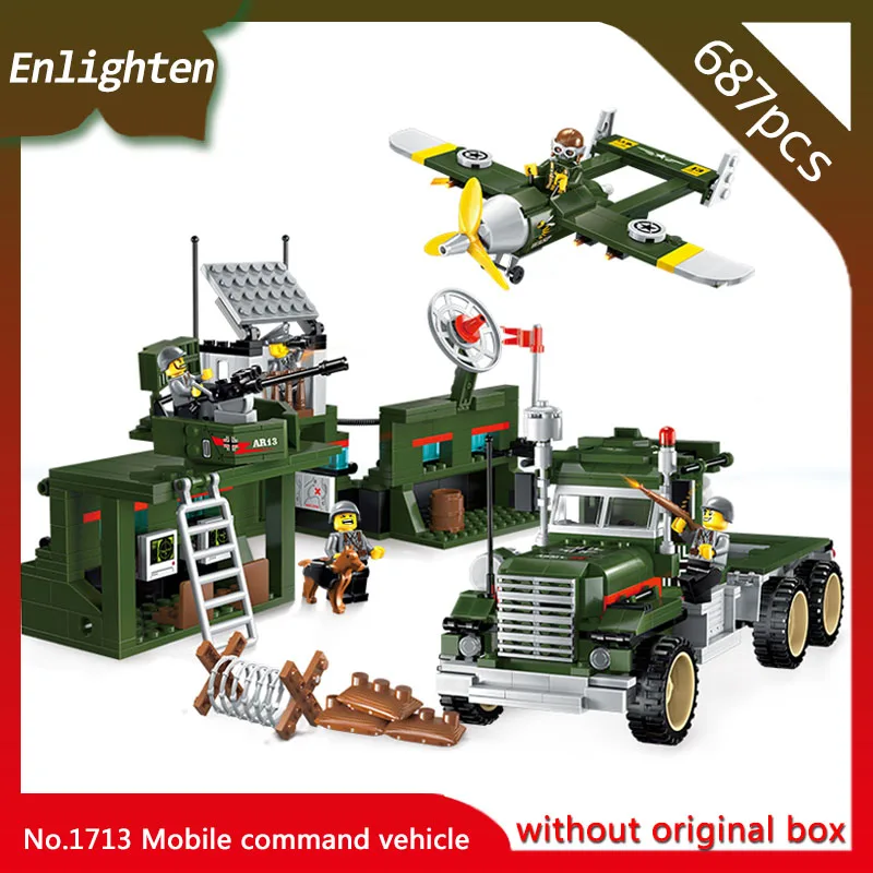 

Enlighten 1713 687pcs Military Series Mobile command vehicle model Building Blocks Bricks Kids Toys Gift For Compatible Legoe