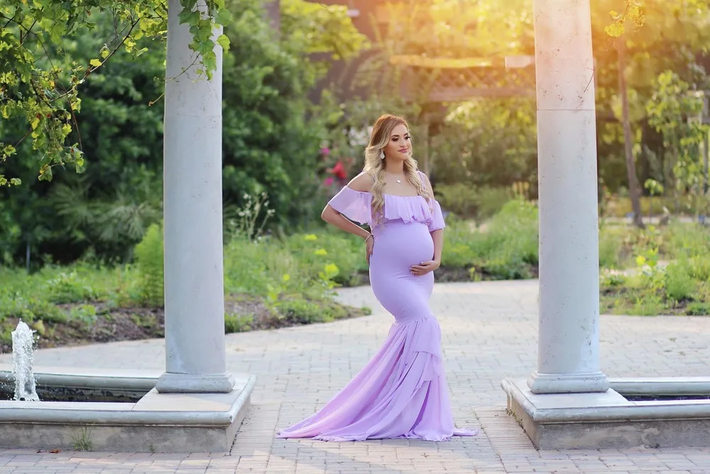 2019 Mermaid Maternity Dresses For Photo Shoot Chiffon Women Pregnancy Dress Photography Props Sexy Off Shoulder Maternity Gown (1)