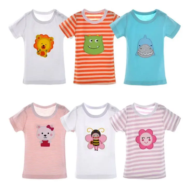 Детская футболка с короткими рукавами/детская девочка или мальчик хлопковая футболка/конфеты Цвета одежда с героями мультфильмов костюм 3-24 м