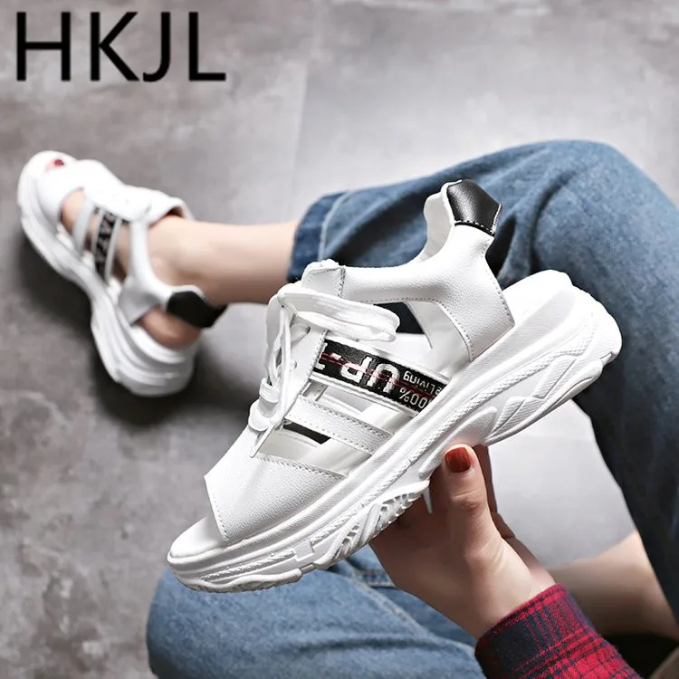 

HKJL Sports sandal lady 2019 summer new flat platform platform comfortable all-in-one non-slip fish mouth sandals A183