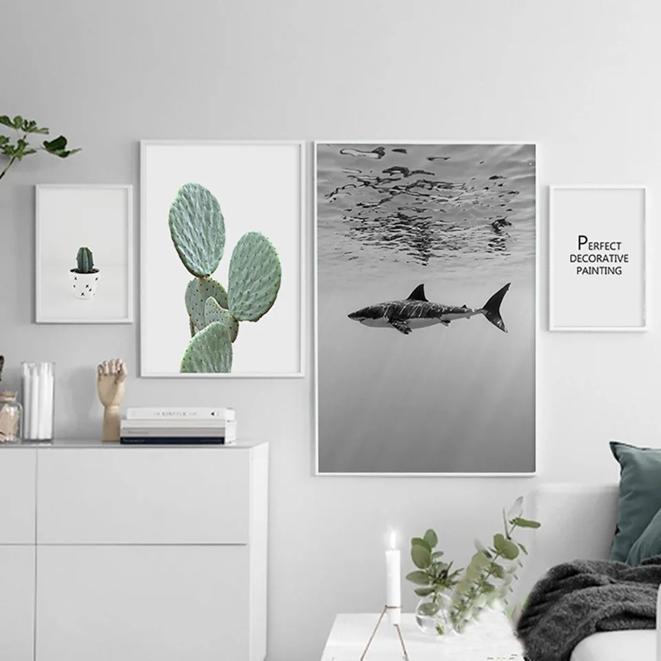 Nordic-Cactus-Canvas-Painting-Wall-Art-Print-Poster-Black-White-Plant-Living-Room-Bedroom-Decor-Painting