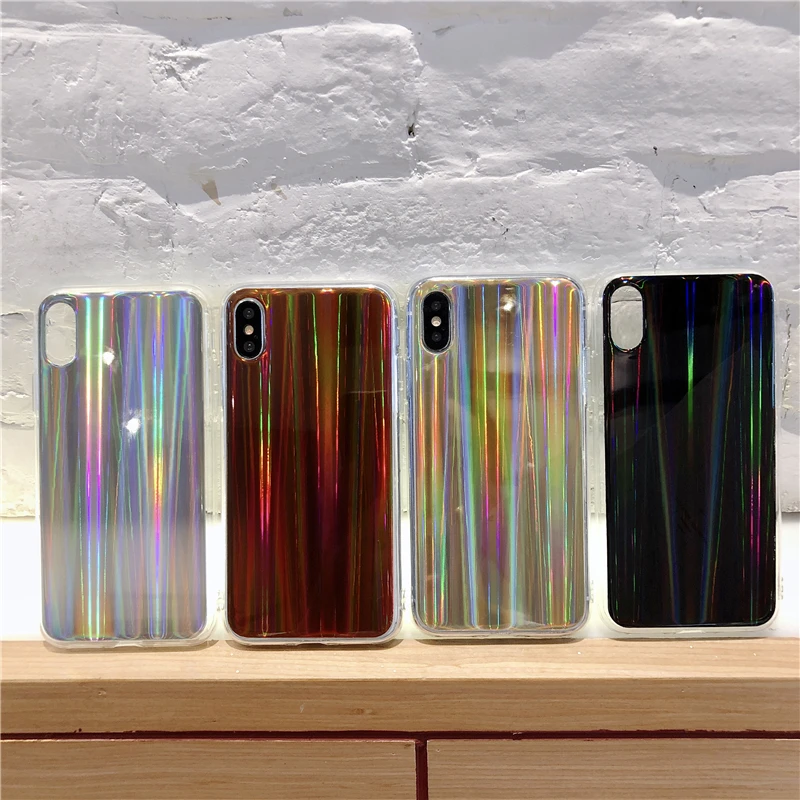Модный Радужный чехол с блестками и лазером для телефона iphone SE 6S 7 8 Plus из ТПУ