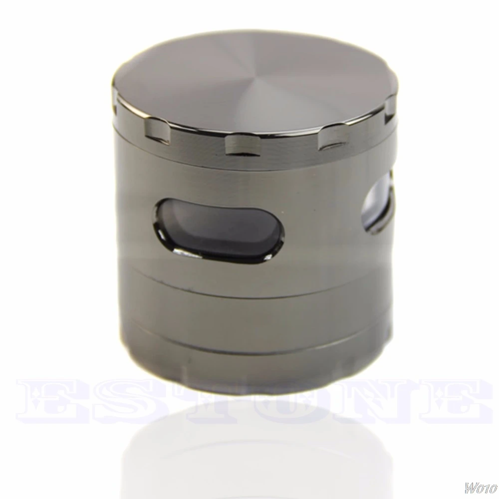 

New 55mm 4 Layers Zinc Alloy Hand Crank Herb Mill Crusher Tobacco Smoke Grinder-W110