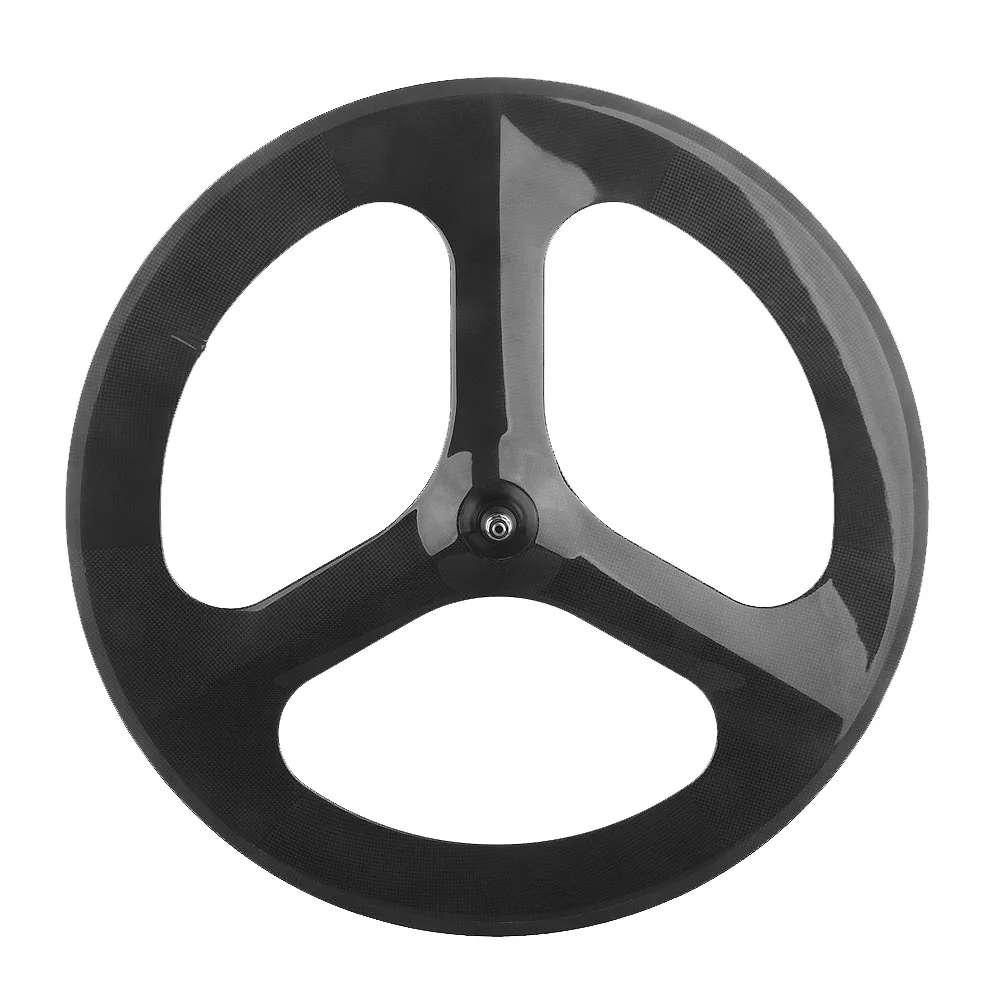 

70mm Depth clincher 3 spoke wheel T700 Full Carbon Fibre Road Bike Fixed Gear Tri Wheelset 1100g
