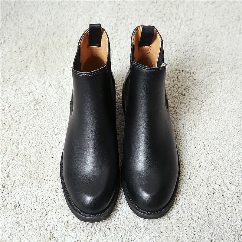 Roll 40 Décontractée Cool Et Cuir Verni Chaussures Fille Rond Bout Peau Noir Bottines Bande Élastique Taille De Serpent Atmosphère Véritable Rock En XZPTOkui