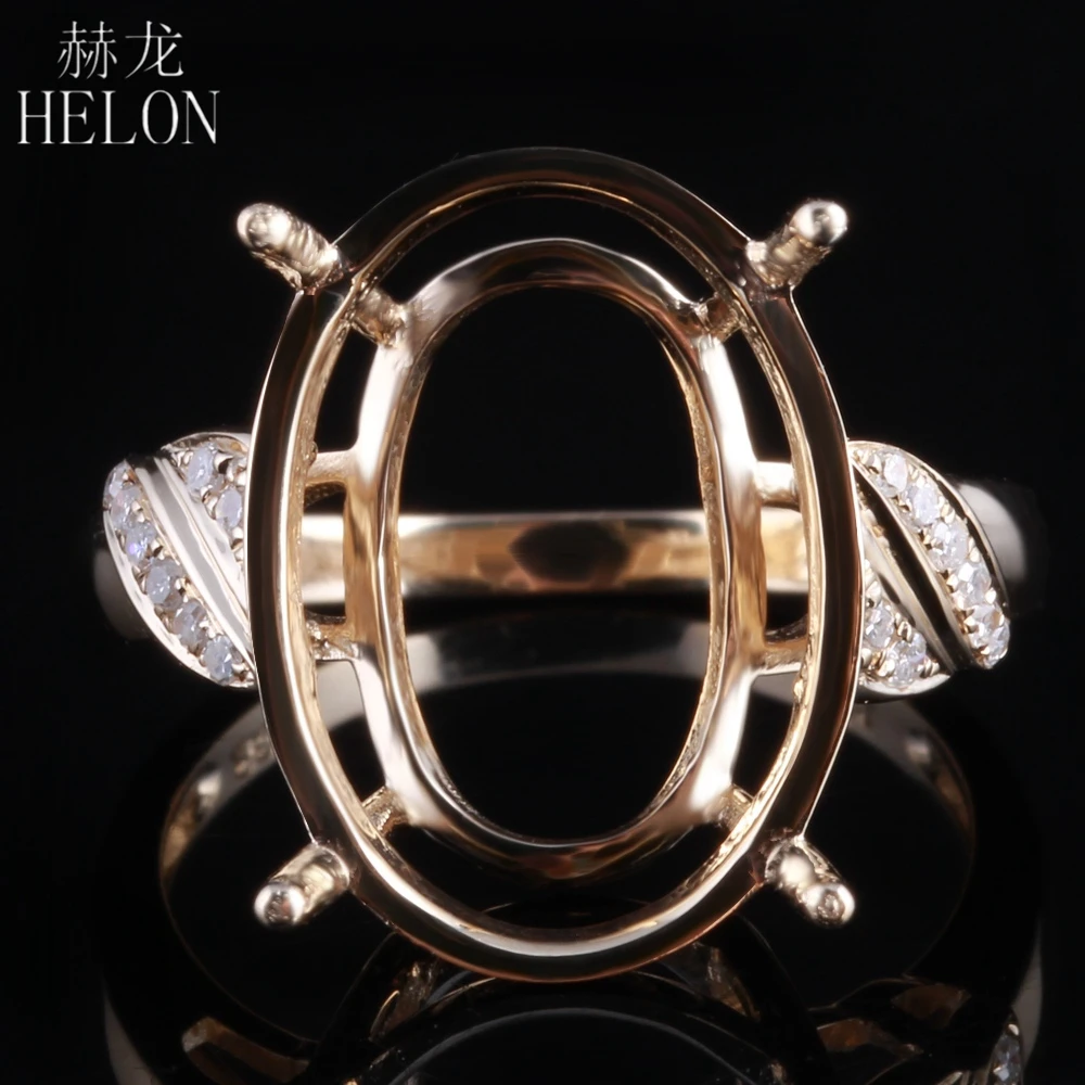 

HELON Oval Cut 11.5x16.5mm -13.75x18.75mm Solid 10K Yellow Gold Engagement Semi Mount Real Natural Diamonds Fine Wedding Ring