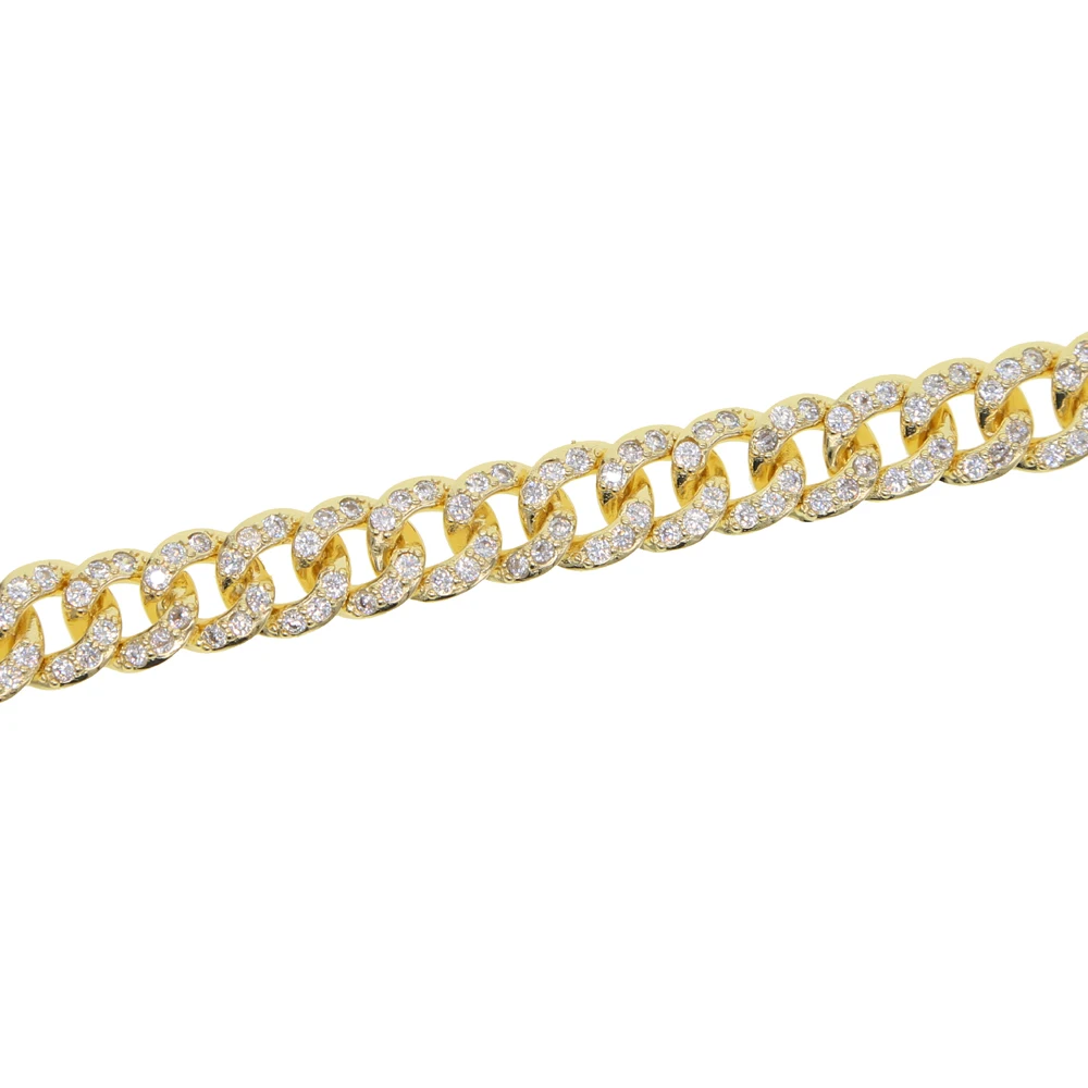 sparkling cz paved iced out jewelry micro pave cz Gold filled hip hop big miami cuban link chain necklace for women 38cm