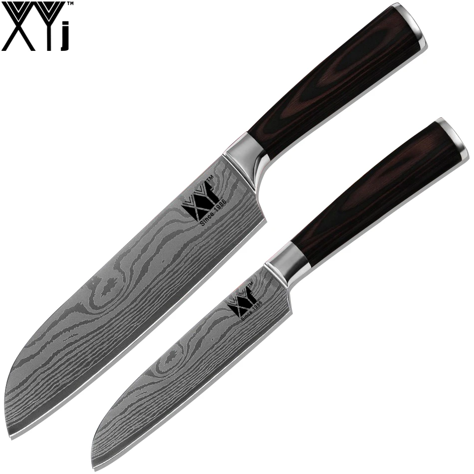 Нож Santoku в японском стиле 7 дюймовый 5 Дюймовый с двойной стальной головкой лезвия
