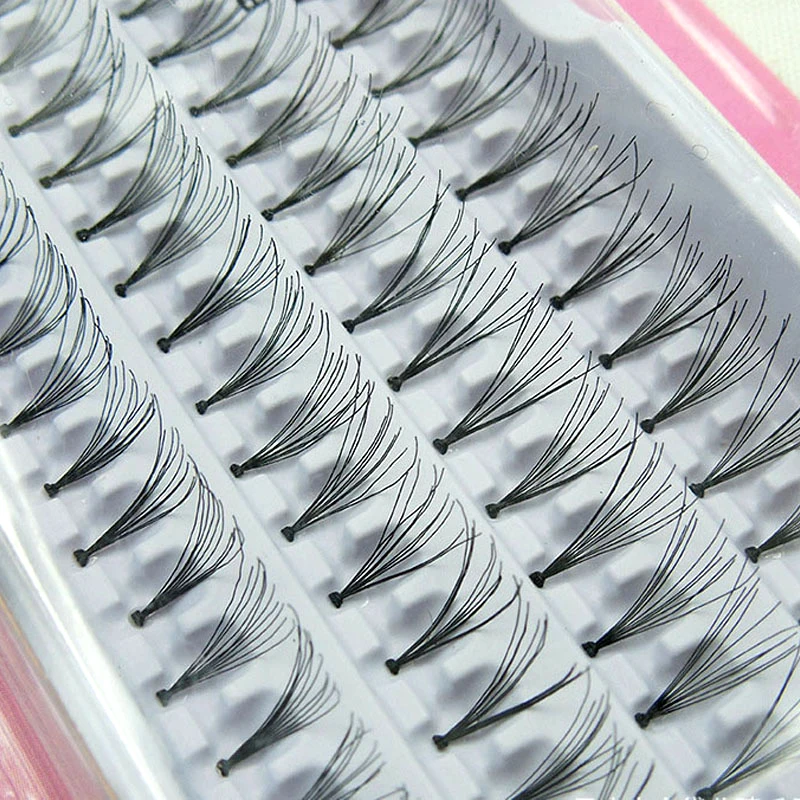 60pcs Black Handmade False Eyelashes Natural Long Individual Eyelashes Extension Fake Lashes Makeup Beauty Cosmetic 8/10/12mm