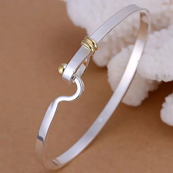 

B073 Trendy Silver Plated Bracelet 925 fashion jewelry Simple Bangle /arrajiya avuajnba