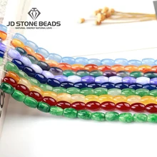 Натуральные рисовые бусины в форме халцедона, аксессуары для изготовления ювелирных изделий, гладкие Свободные цветные бусины из драгоценного камня