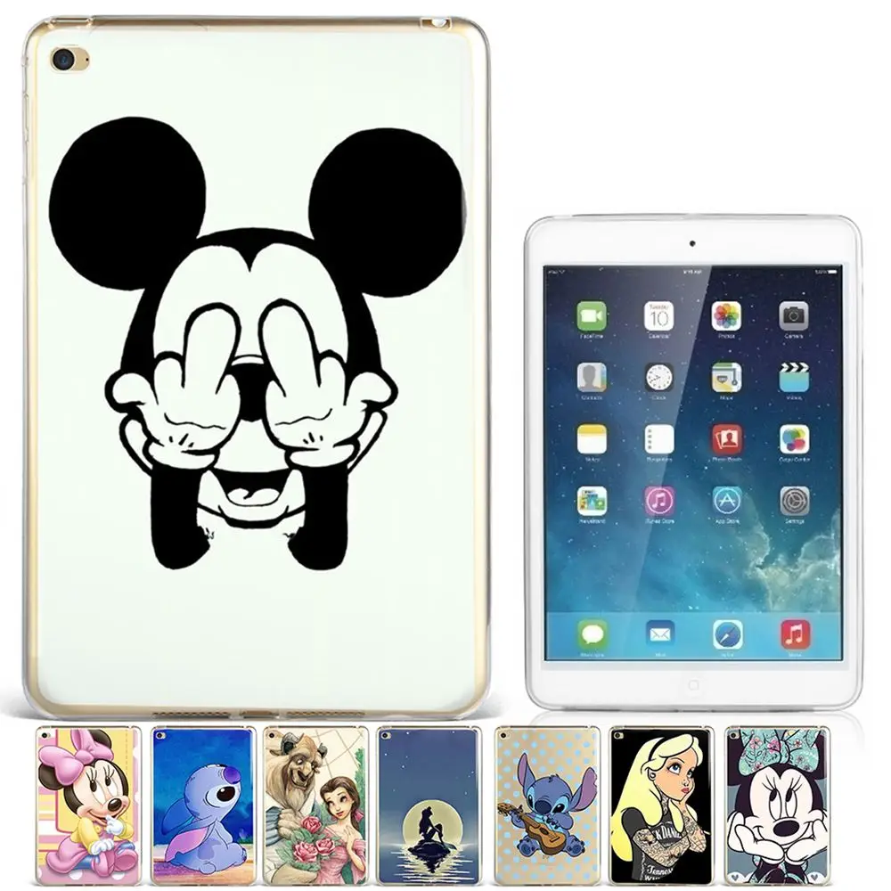 

Cute Cartoon Characters Minnie Mouse Stitch Princesses TPU Silicone Soft Light Tablet Case Cover For Apple iPad 2 3 4 Generation