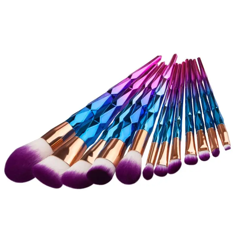 

Silky Soft 12Pcs Rhinestone Colorful Makeup Cosmetic Brush Set Foundation Powder Blush Brushes Set DIY Makeup Eyebrow Eyelash
