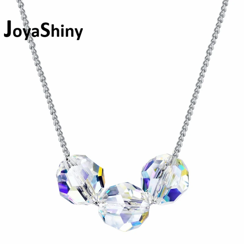 

Joyashiny Women Simple Crystals Beads Fancy Stone Pendant Necklaces Made With Swarovski ELEMENTS Women Silver Color Chains