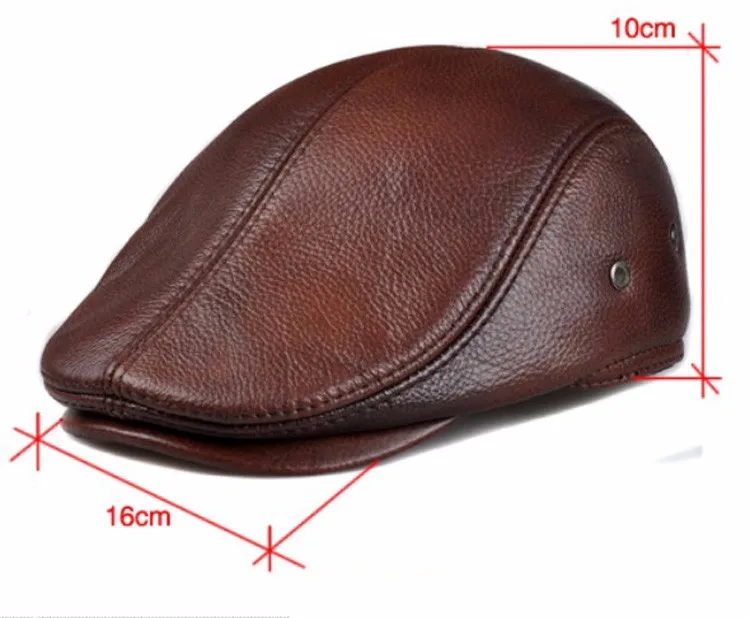 mens knit beret 2021 Genuine Leather Windproof Duckbill Berets Man Cap Cowhide Gorras Black Ear Protection Casquette Hats For Male Drake Boina beret male