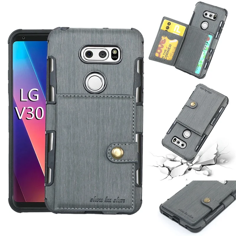 Для LG V30 Роскошный чехол-бумажник из искусственной кожи с откидной крышкой для Moto G5 G4 G5S plus держатель для карт для Moto E4 plus G4 G4plus G5plus Capa - Цвет: Серый